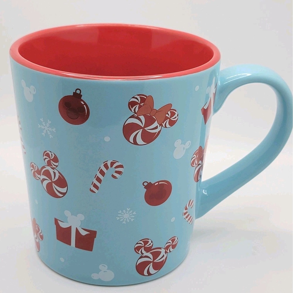Disney Mickey Mouse‎ Peppermint Swirl Christmas Coffee Mug Red Blue Holiday